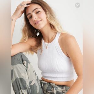 High neck bra top -white